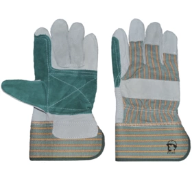 Перчатки "РосМарка" спилковые комбинированные, усиленные (2201), серый/зеленый