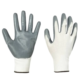 Перчатки нейлоновые "РосМарка" с нитриловые покрытием, белый/серый