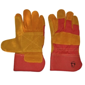 Перчатки "РосМарка" спилковые комбинированные, усиленные (2007),  желтый/красный
