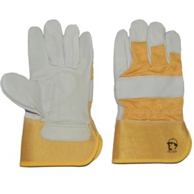 Перчатки "РосМарка" кожаные комбинированные (2305), белый/желтый